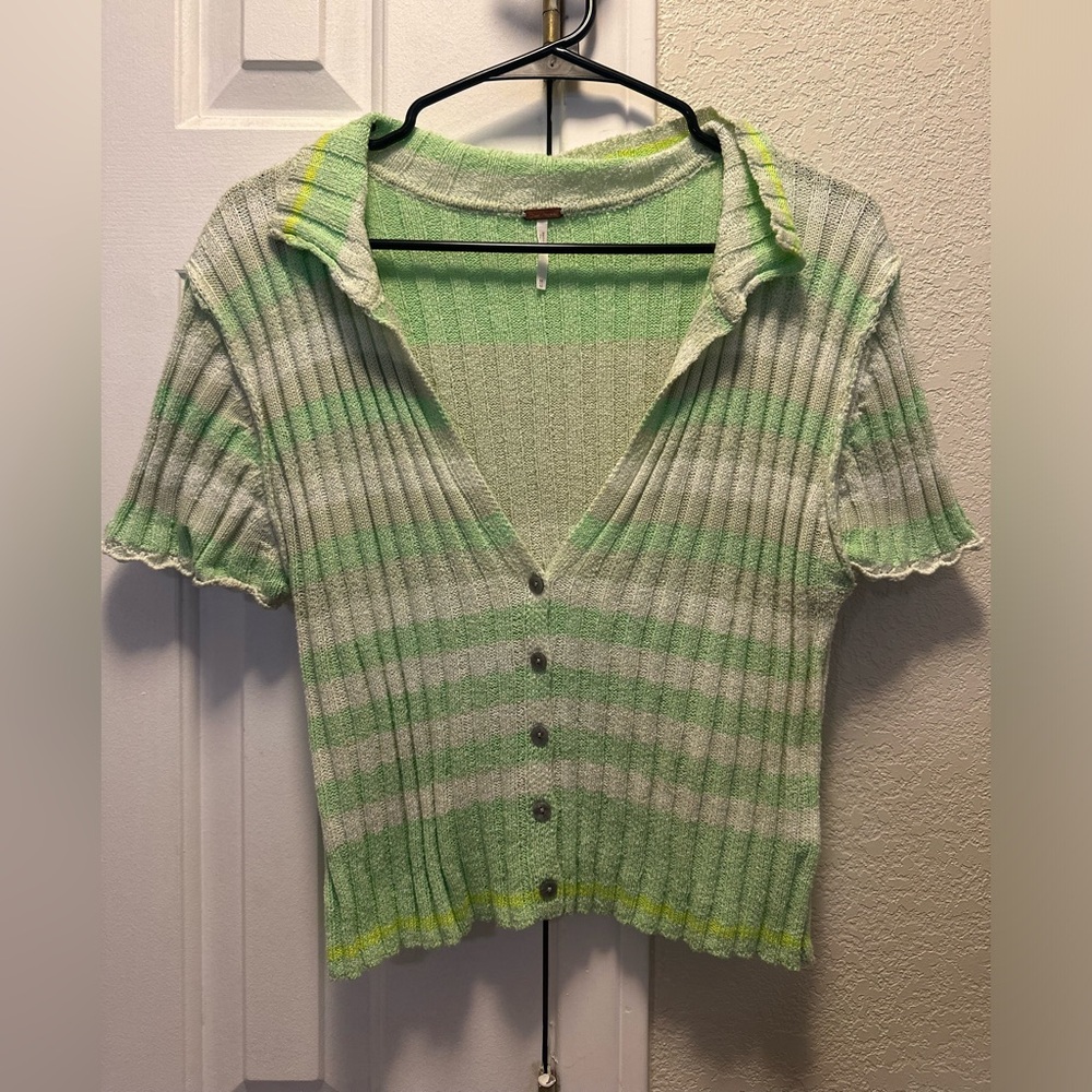 NWOT Free People Green Sweater Top size M